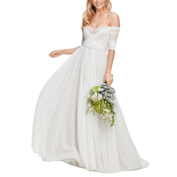 Watters Dresses & Skirts - W Too By Watters Miles Off The Shoulder Ivory Wedding Gown NWT